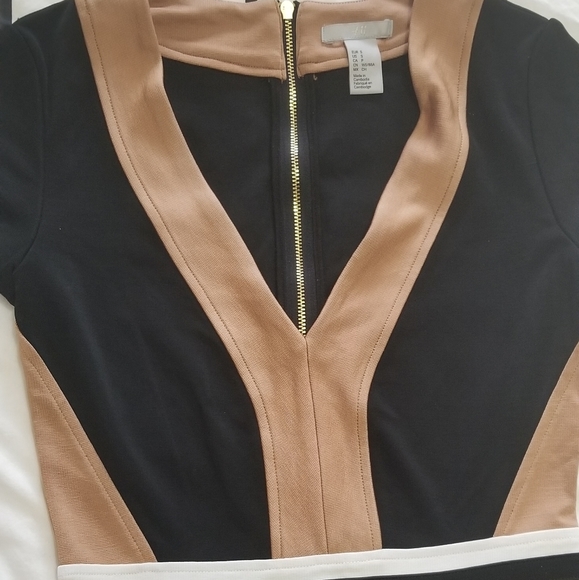 H&M bodycon dress, Midi,Size S, nude,black&white - Picture 4 of 6
